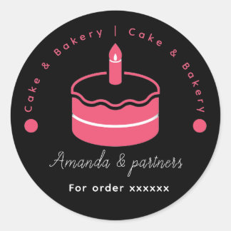 Pink & black Personalized Bakery business Sticker