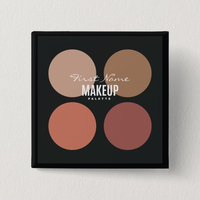 Pink Black Personalized Makeup Palette 2 Inch Square Button (Front)