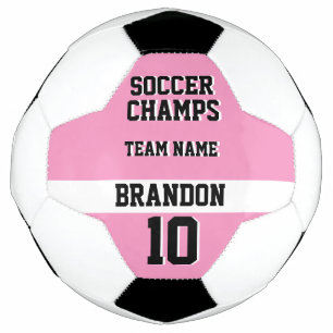 pink black personalized player soccer champs team  soccer ball