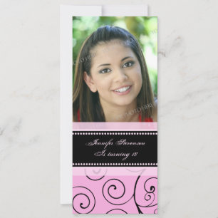 Pink Black Photo 18th Birthday Party Invitations