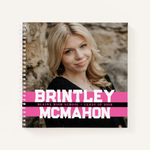 Pink & Black Photo Graduation Guestbook Notebook