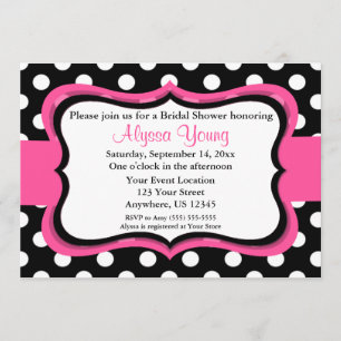 Pink Black Polka Dot Bridal or Baby Shower Invite