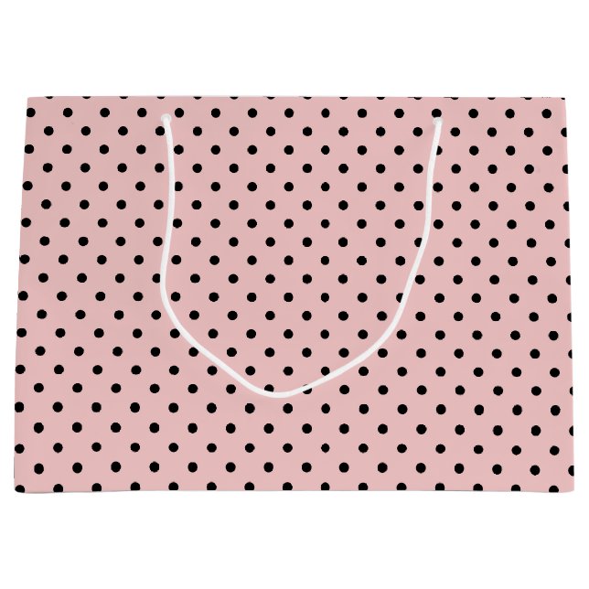 Pink black polka dot large gift bag (Front)