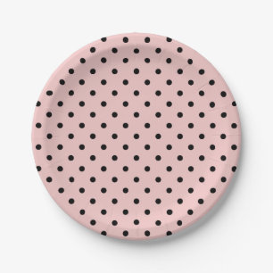 Pink black polka dot paper plate