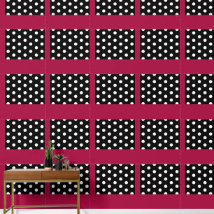Pink Black Polka Dot Peel and Stick Wallpaper