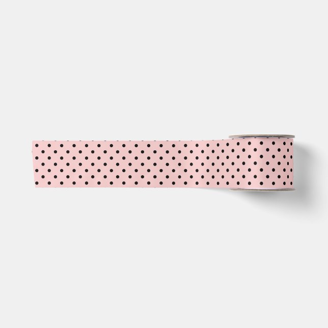 Pink black polka dot satin ribbon (Front)