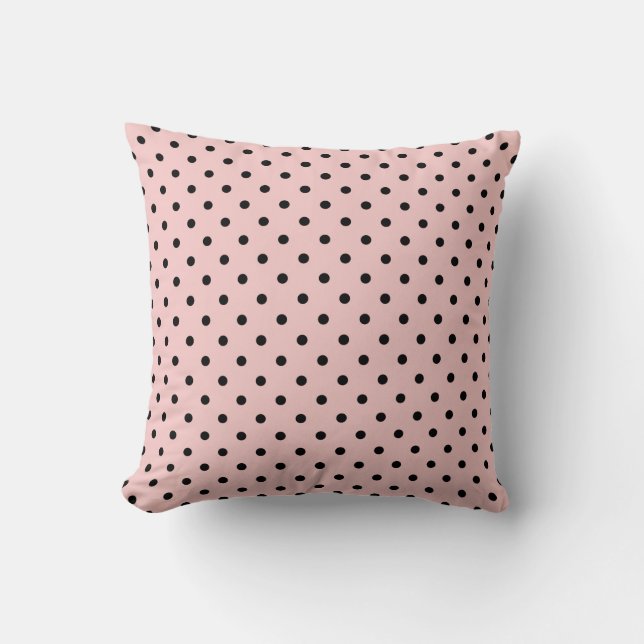 Pink black polka dot throw pillow (Front)
