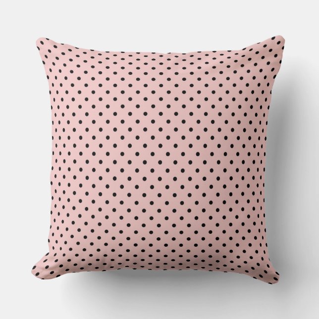 Pink black polka dot throw pillow (Front)