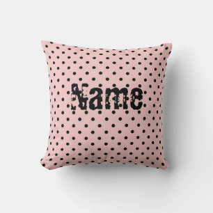 Pink black polka dot throw pillow