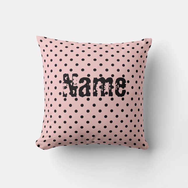 Pink black polka dot throw pillow (Front)