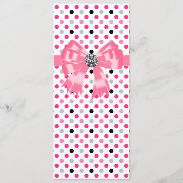 Pink Black Polka Dot Wedding Program Template (Front)