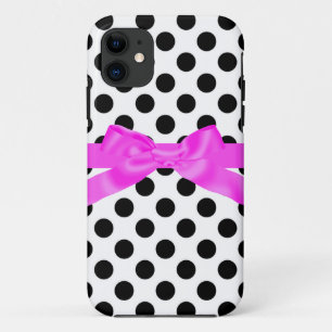 PINK BLACK POLKA DOT WITH BOW PHONE CASE