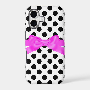PINK BLACK POLKA DOT WITH BOW PHONE CASE