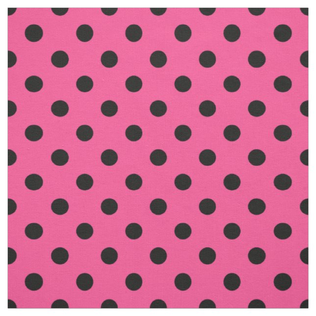 Pink Black Polka Dots Textile Fabric (Swatch)