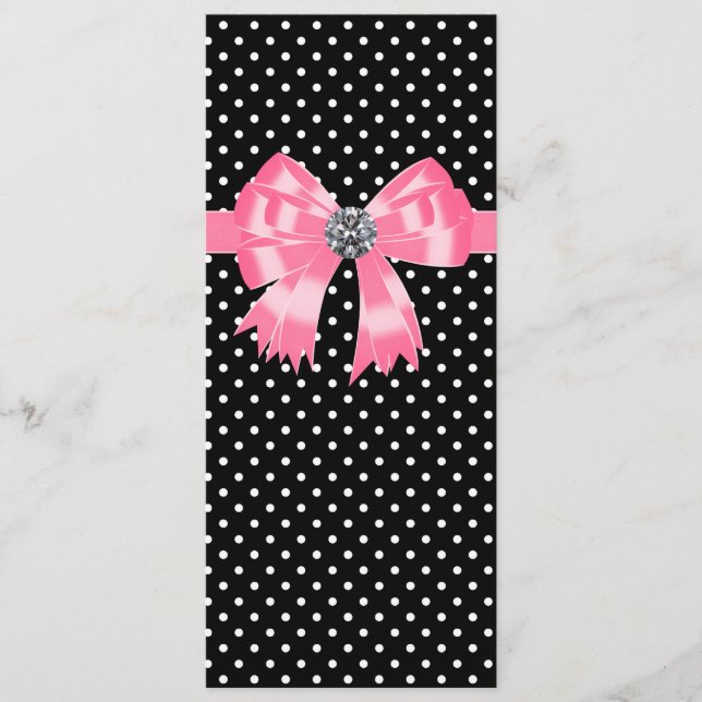 Pink Black Polka Modèle du programme de mariage (Devant)