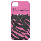 Pink & Black Printed Zebra Glitter & Bow