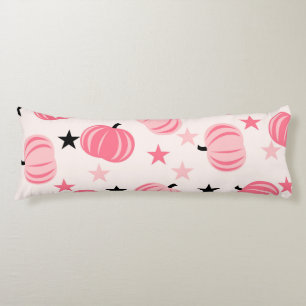 Pink & Black Pumpkin with Stars Halloween & Autumn Body Pillow