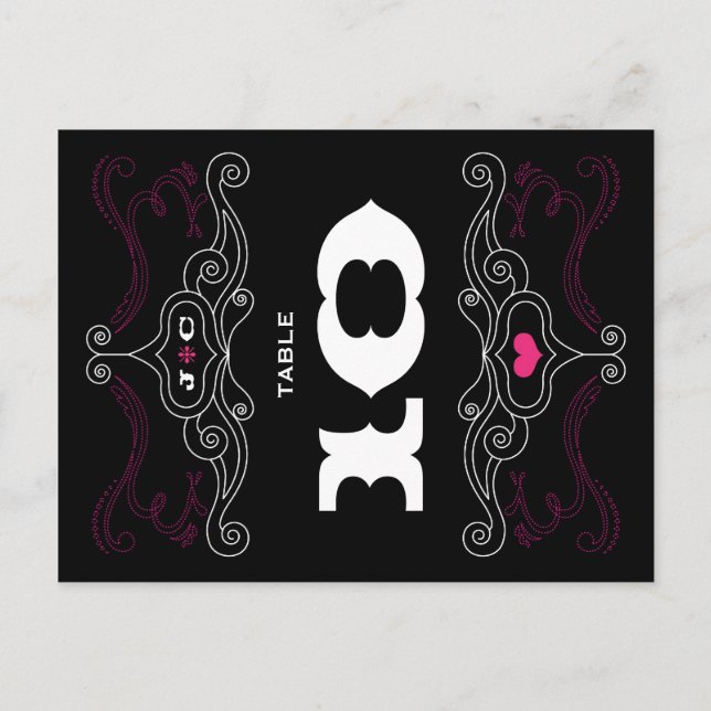Pink & Black Rock 'n' Roll Music Themed Wedding Postcard (Front)