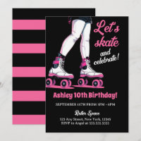 Pink & Black Rollerblade Skating Birthday