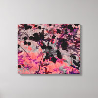 Pink black romantic asian style flower pattern art
