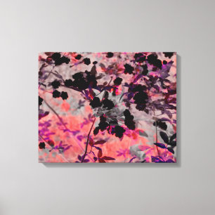 Pink black romantic asian style flower pattern art canvas print