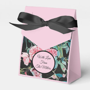 Pink Black Rose Floral Wedding Cake Favour Box