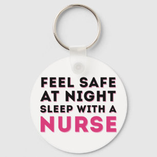 Pink Black Sassy Nurse Humour Keychain