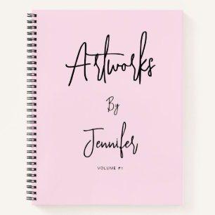 Pink Black Script Name Artwork Sketchbook Notebook