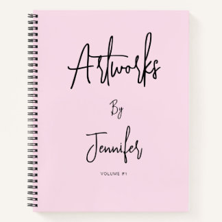 Pink Black Script Name Artwork Sketchbook  Notebook