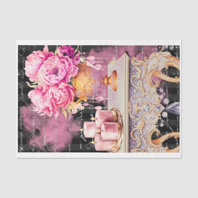 Pink & Black Shabby Glam Table Decoupage Paper (Front)