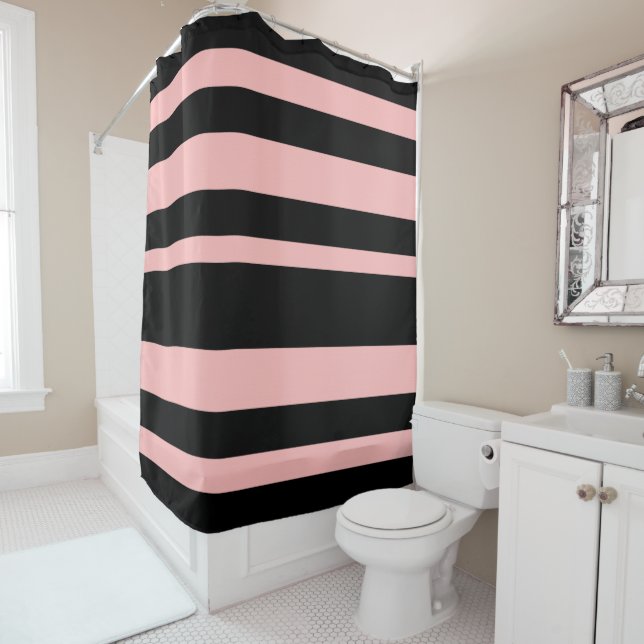 Pink & Black Shower Curtain (In Situ)