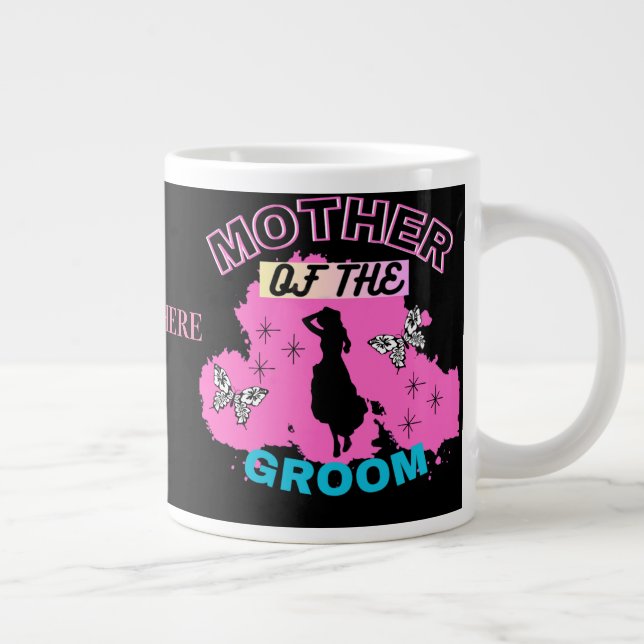 Pink & Black Silhouette Mom Mother Of The Groom  Large Coffee Mug (Right)