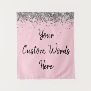 Pink Black Silver Birthday Party Photo Booth Prop  Tapestry