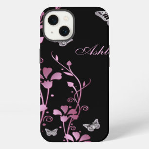 Pink Black Silver Butterfly Floral iPad Air Case