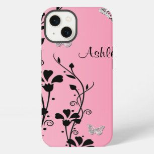 Pink Black Silver Butterfly Floral iPad Air Case 3