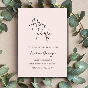 Pink Black Simple Hens Party Invitation