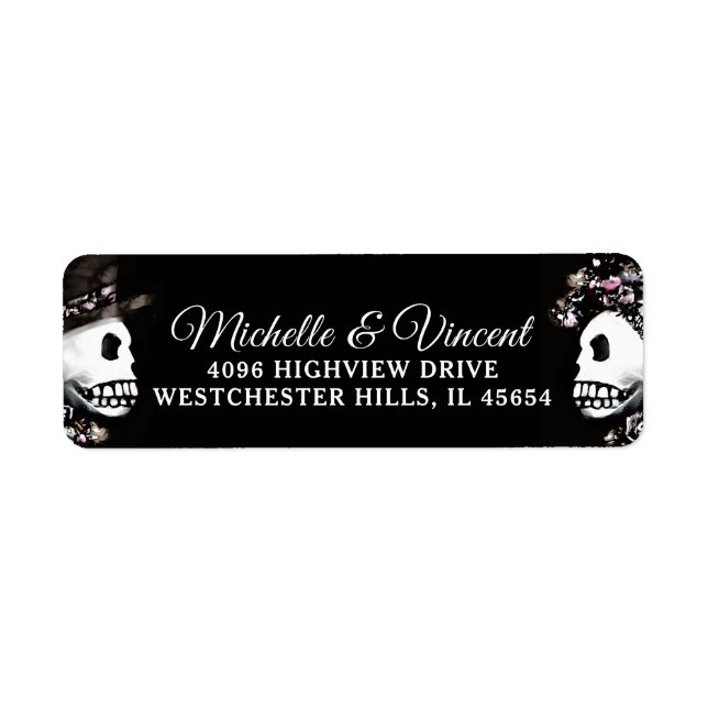 Pink & Black Skeleton Custom Small Wedding Address (Front)