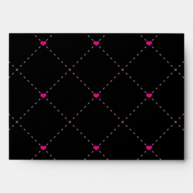 Pink & Black Skull & Hearts Invitation Envelope (Front)