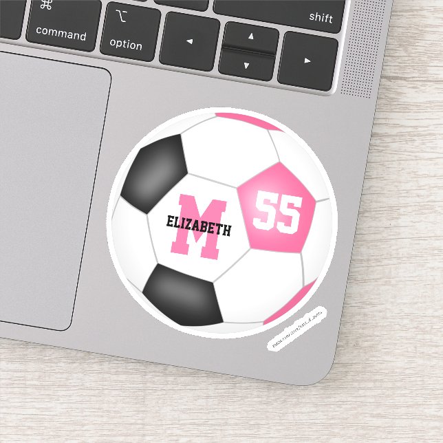 Pink black soccer ball girls personalized  (Detail)