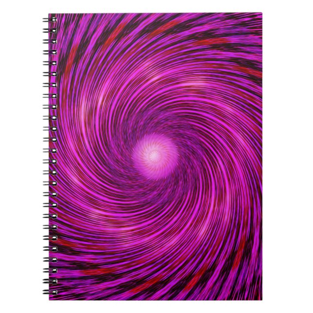 Pink Black Spiral Wave Kaleidoscope Art Notebook (Front)
