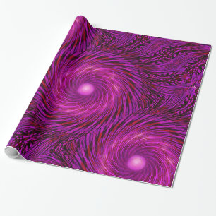 Pink Black Spiral Wave Kaleidoscope Art Wrapping Paper