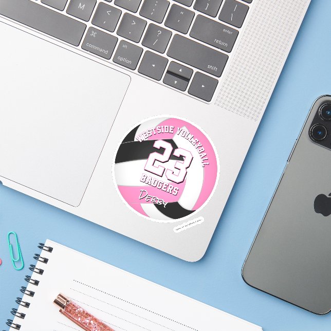 pink black sports team colours volleyball player (Laptop w/ iPhone)