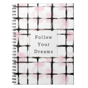 Pink Black Stripes Follow your dreams Notebook