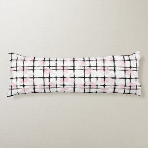 Pink Black Stripes Hearts Body Pillow