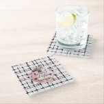 Pink Black Stripes Ladybug Glass Coaster<br><div class="desc">Girly Pink Black Stripes Ladybug</div>