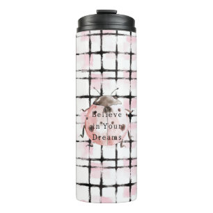 Pink Black Stripes Ladybug Thermal Tumbler