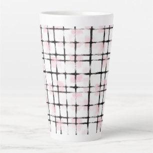 Pink Black Stripes Latte Mug