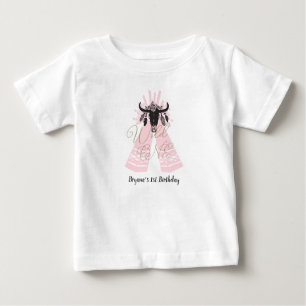 Pink & Black Tepee Arrows Boho Chic Wild ONE 1st Baby T-Shirt