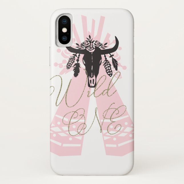 Pink & Black Tepee Arrows Boho Chic Wild ONE Case-Mate iPhone Case (Back)