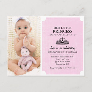 Pink & Black Tiara Photo Premier Invitation d'anni